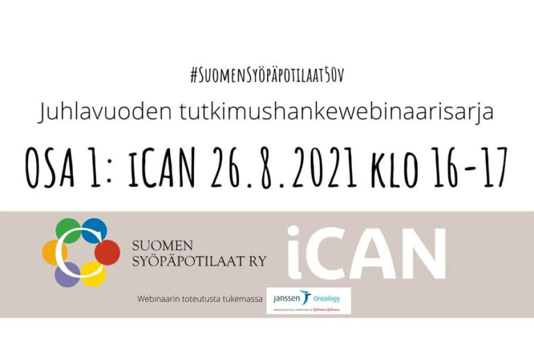 Interested in the iCAN research project? Welcome to the webinar of the Finnish Cancer Patients Association
