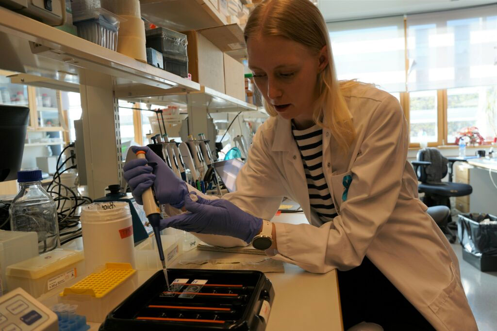Sanna Pikkusaari presented the staining of the samples.