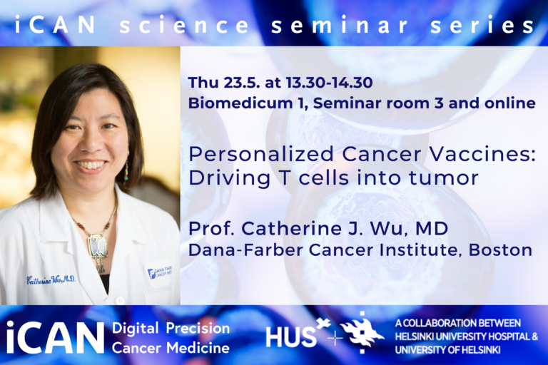 iCAN science seminar on May 23 with Prof. Catherine Wu