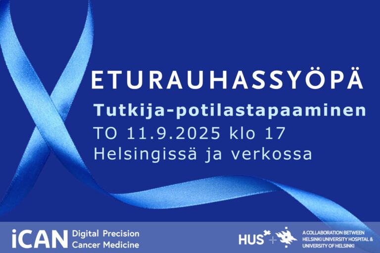 Tutkija-potilastapaaminen eturauhassyöpään sairastuneille ja tutkimuksesta kiinnostuneille