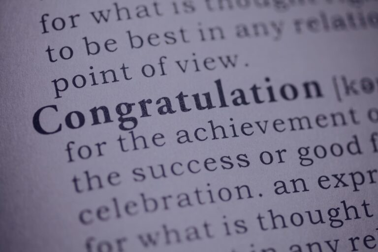 Dictionary entry for the word congratulations