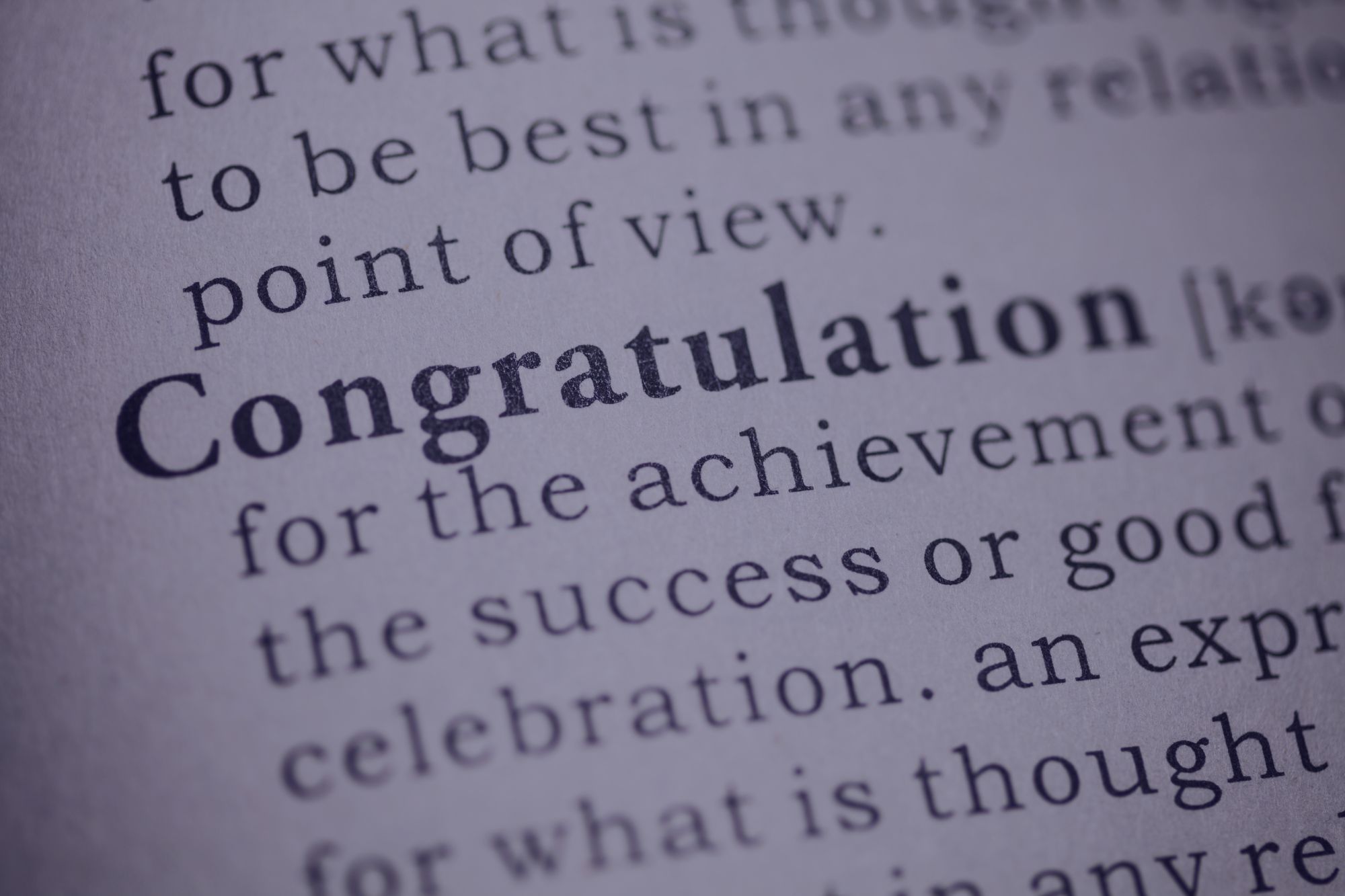 Dictionary entry for the word congratulations